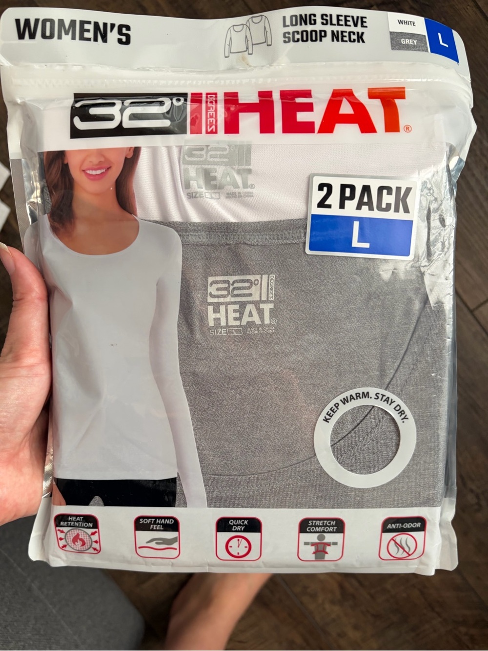 32° Heat Women's Long Sleeve Scoop Neck 2-Pack
